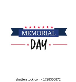 Memorial Day banner with red stars and blue ribbon vector
