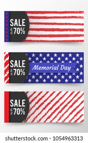 Memorial day banner. Remember and honor. Vector llustration for American holiday. Design template for poster, banner, flayer, greeting, invitation card, web. Independence day
