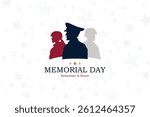 Memorial Day banner with soldier silhouettes against a starry background with the message Remember and Honor.