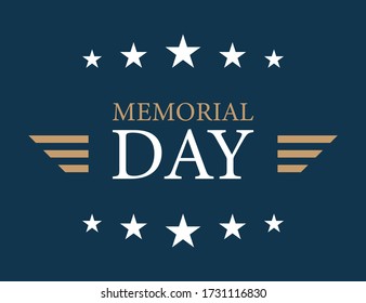 Memorial day banner with stars and lines. Celebration of military holiday. American national symbol. Patriotic mockup for military veteran event. United states of America independence. Vector EPS 10