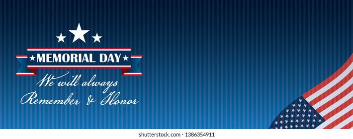 Memorial Day banner with US Flag. Eps 10 vector file.