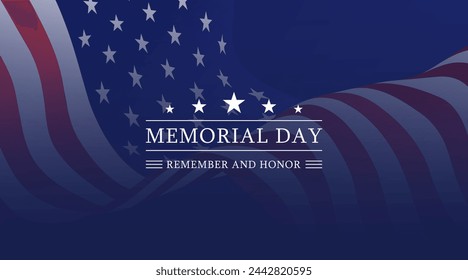 Memorial Day banner with USA flag, vector illustration.
