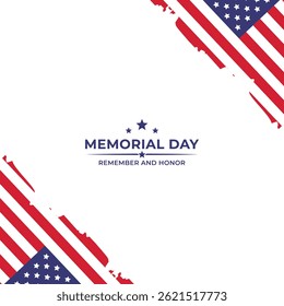 Memorial Day Banner with USA flag background. Vector illustration