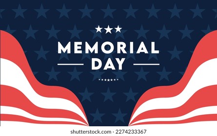 memorial day banner vector background with ornate stars and waves illustration