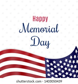 Memorial Day Banner Vector illustration, USA flag waving with stars. Vector illustration.