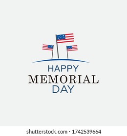Memorial Day Banner Vector illustration, USA flag waving with stars on bright background.