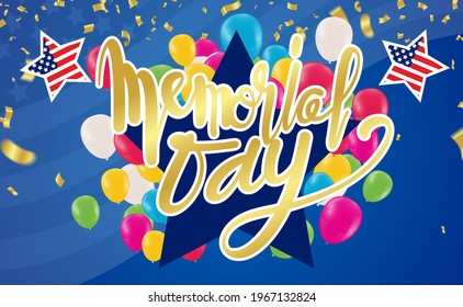 Memorial Day Banner Vector illustration, USA flag