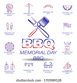 memorial day bbq colored icon. Set of memorial day illustration icon. Signs and symbols can be used for web, logo, mobile app, UI, UX on white background