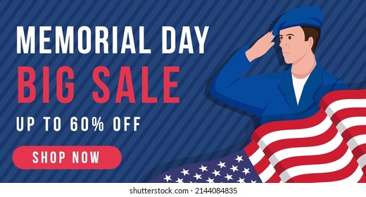 memorial day big sale horizontal banner template