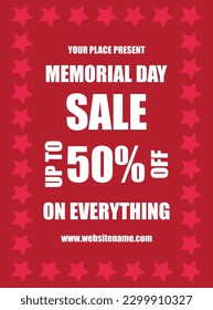 Memorial day big sale poster flyer social media post template design