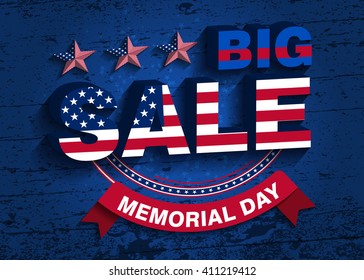 Memorial Day. Big Sale Vector Illustration