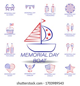 memorial day boat colored icon. Set of memorial day illustration icon. Signs and symbols can be used for web, logo, mobile app, UI, UX on white background