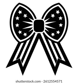 Memorial Day Bow Tie Icon – Silhouette Vector Decoration Illustration