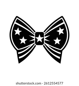 Memorial Day Bow Tie Icon – Silhouette Vector Decoration Illustration