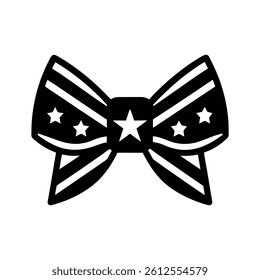 Memorial Day Bow Tie Icon – Silhouette Vector Decoration Illustration
