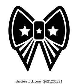 Memorial Day Bow Tie Icon – Silhouette Vector Decoration Illustration