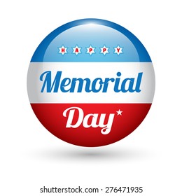 Memorial day button badge with USA flag stars and stripes. vector illustration. 
