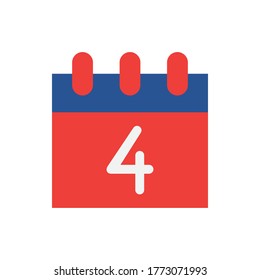memorial day calendar flag reminder american celebration vector illustration flat style icon