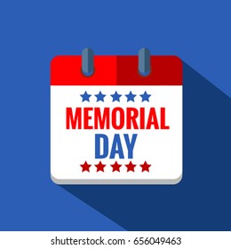 memorial day calendar  Vector EPS 10 illustration.