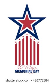 Memorial Day card 2016. 30 May. Memorial Day symbol over white background. Vector illustration
