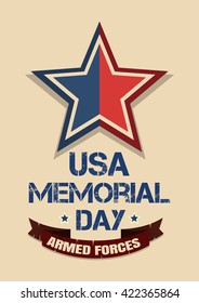 Memorial Day card. Armed Forces. Patriotic United States of America (USA) background. Vector illustration