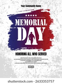 Memorial Day Card, Invitation, poster event, as a template design in editable vector format.