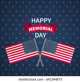 Memorial day card. National American holiday. Flags of America and the inscription