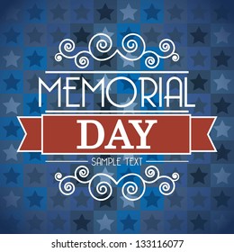 memorial day card over blue background. vector illustration