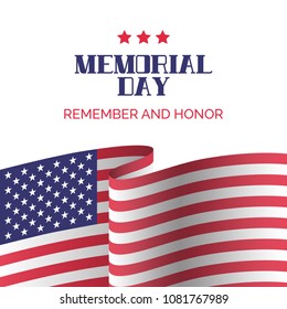 Memorial day card. Remember and honor