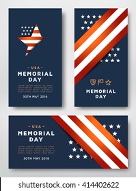 Memorial Day cards design vector template. Cards designed in the American national colors.