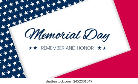 Memorial day celebration background in red blue white star color frame banner design template illustration. United state of american celebration background