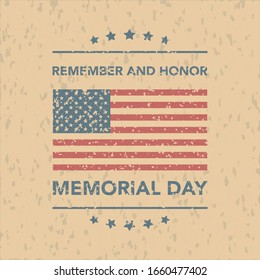 memorial day celebration grunge american usa flag vector