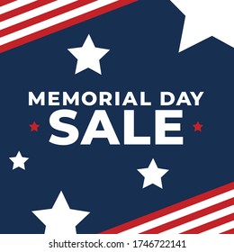 Memorial Day Celebration Holiday Sale Patriotic Vector Banner Graphic Illustration Web Template, Square