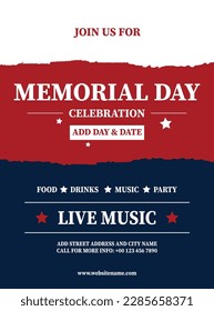 Memorial day celebration poster flyer social media post design