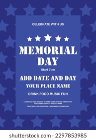 Memorial day celebration poster flyer social media post template design
