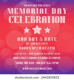 Memorial day celebration poster flyer  social media post design