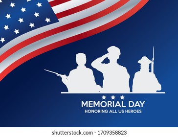 memorial day celebration poster with usa flag vector illustration design