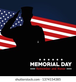 memorial day celebration of soldier with usa flag