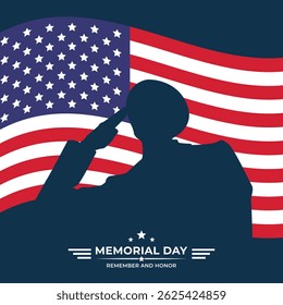 Memorial day celebration USA. American soldier with flag. Vector illustration design