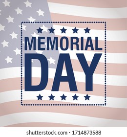 Memorial Day celebration with usa flag and square seal vector illustration design