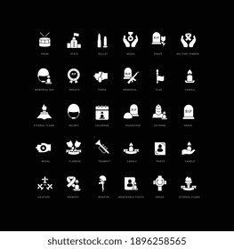Memorial Day. Collection of perfectly simple monochrome icons for web design, app, and the most modern projects. Universal pack of classical signs for category Holidays.