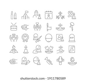 Memorial Day. Collection of perfectly thin icons for web design, app, and the most modern projects. The kit of signs for category Holidays.