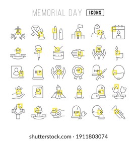 Memorial Day. Collection of perfectly thin icons for web design, app, and the most modern projects. The kit of signs for category Holidays.