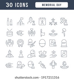 Memorial Day. Collection of perfectly thin icons for web design, app, and the most modern projects. The kit of signs for category Holidays.