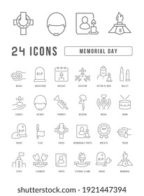 Memorial Day. Collection of perfectly thin icons for web design, app, and the most modern projects. The kit of signs for category Holidays.