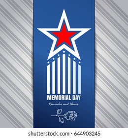 Memorial Day concept design. Poster with inscription - Remember and honor. Federal holiday in the United States. Vector illustration