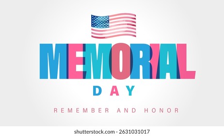 Memorial Day cartão de saudação criativa com letras coloridas. Lembre-se e honre, feriado dos Estados Unidos da América, 27 de maio. Ilustração vetorial