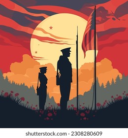 Memorial Day Design. Honoring All Who Served. Vector Illustration 1