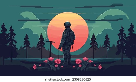 Memorial Day Design. Honoring All Who Served. Vector Illustration 90