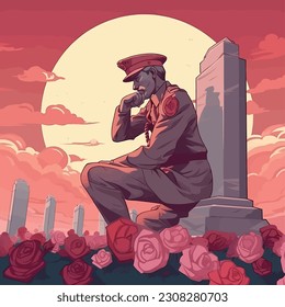 Memorial Day Design. Honoring All Who Served. Vector Illustration 53